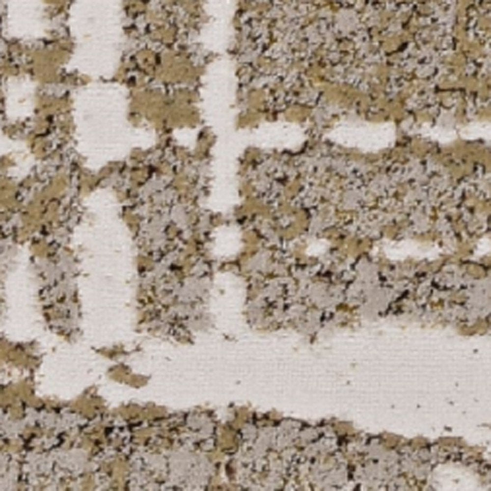 7' X 10' Ivory Taupe And Gold Abstract Area Rug