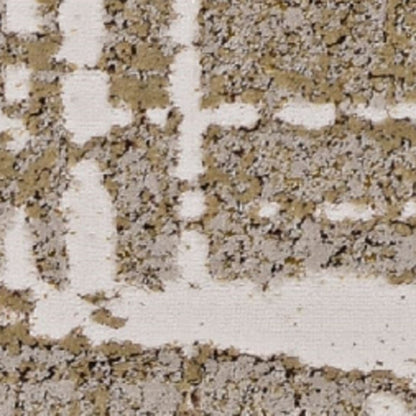 7' X 10' Ivory Taupe And Gold Abstract Area Rug