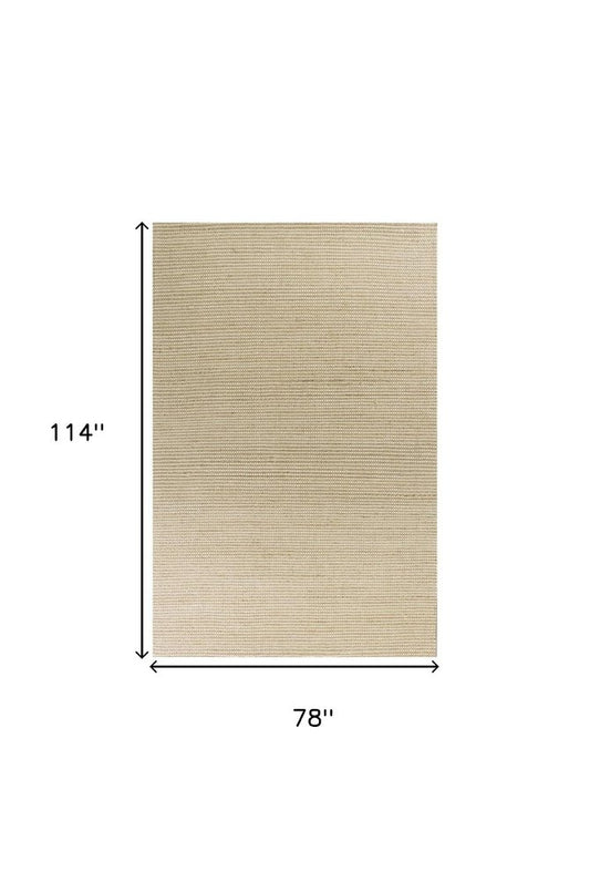 7' X 10' Tan and Ivory Wool Hand Woven Area Rug