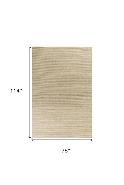7' X 10' Tan and Ivory Wool Hand Woven Area Rug