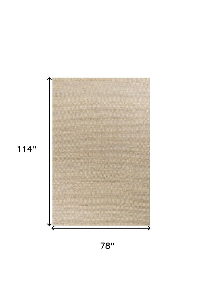 7' X 10' Tan and Ivory Wool Hand Woven Area Rug