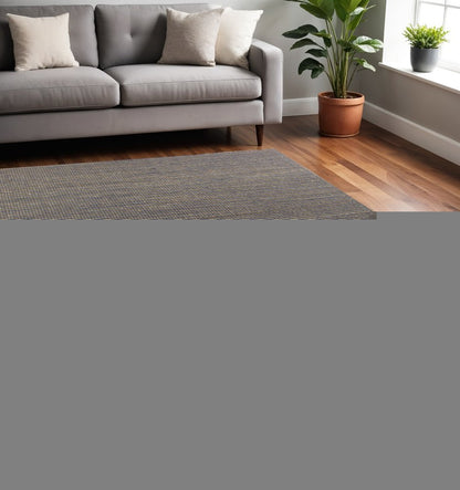 5' X 7' Blue Wool Abstract Hand Woven Area Rug