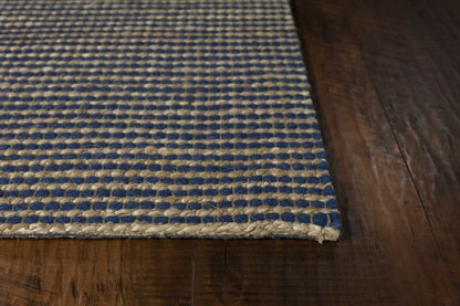 5' X 7' Blue Wool Hand Woven Area Rug