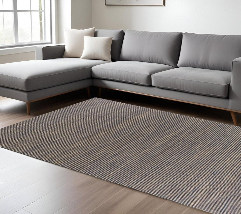 5' X 7' Blue Wool Abstract Hand Woven Area Rug