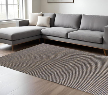 5' X 7' Blue Wool Abstract Hand Woven Area Rug