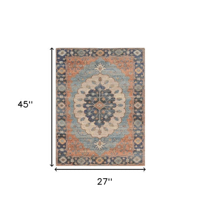 8' X 10' Blue Hand Woven Medallion Indoor Area Rug