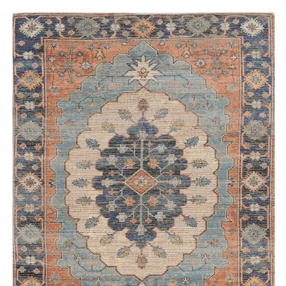 8' X 10' Blue Hand Woven Medallion Indoor Area Rug