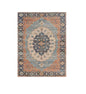8' X 10' Blue Orange And Black Medallion Hand Woven Distressed Area Rug