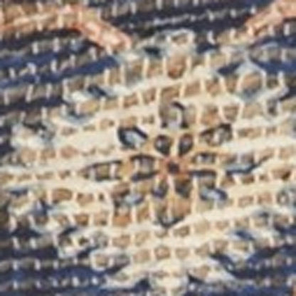 3' X 5' Blue Orange And Black Jute Medallion Hand Woven Area Rug
