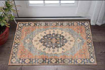 8' X 10' Blue Hand Woven Medallion Indoor Area Rug