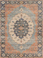3' X 5' Blue Orange And Black Jute Medallion Hand Woven Area Rug