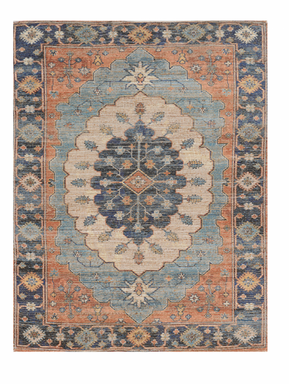 8' X 10' Blue Hand Woven Medallion Indoor Area Rug