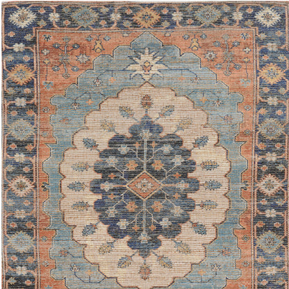 8' X 10' Blue Hand Woven Medallion Indoor Area Rug