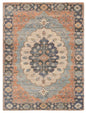 8' X 10' Blue Orange And Black Medallion Hand Woven Distressed Area Rug
