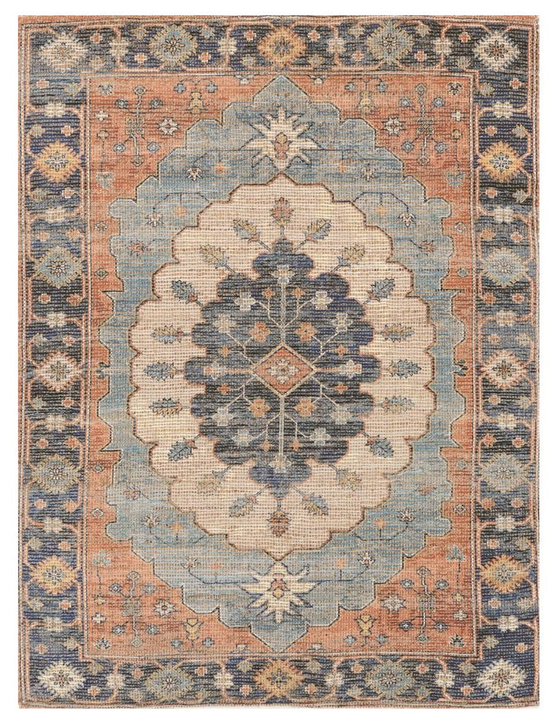 8' X 10' Blue Hand Woven Medallion Indoor Area Rug