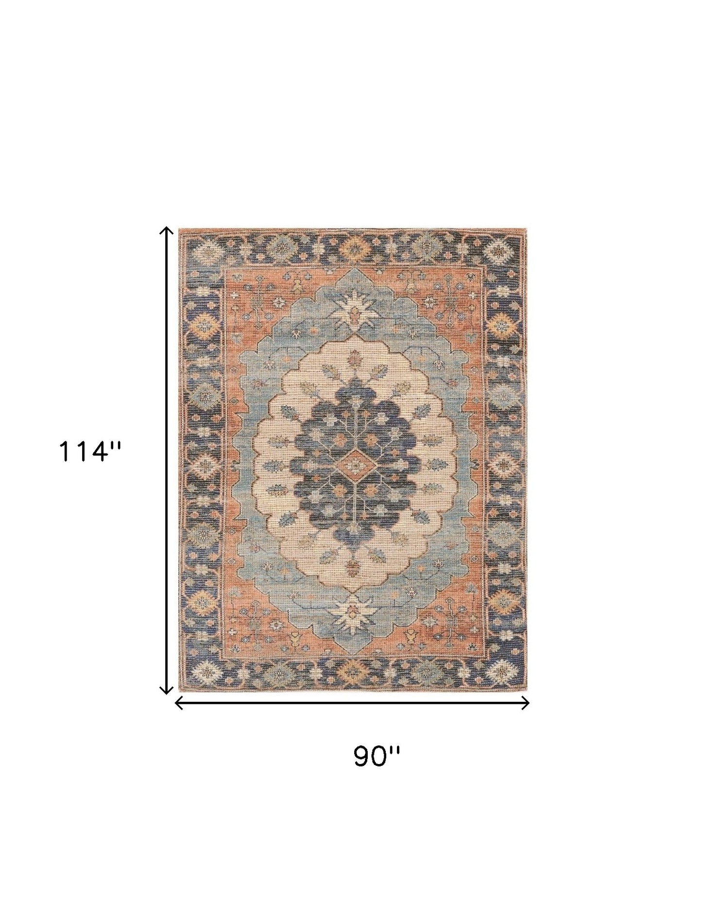 8' X 10' Blue Hand Woven Medallion Indoor Area Rug