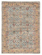 8' X 10' Blue And Beige Jute Floral Hand Woven Area Rug