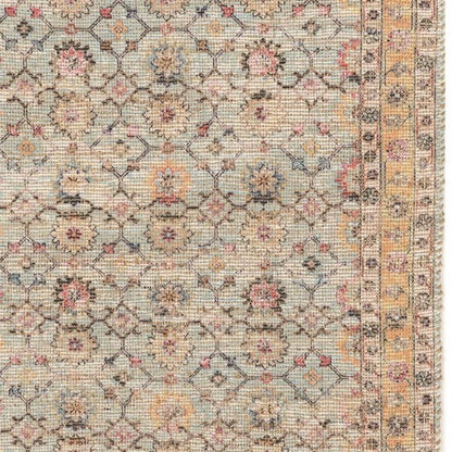 8' X 10' Blue And Beige Jute Floral Hand Woven Area Rug