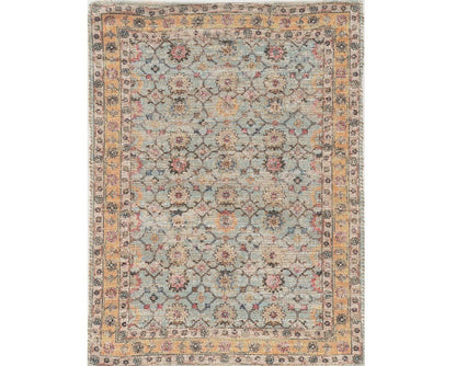8' X 10' Blue And Beige Jute Floral Hand Woven Area Rug