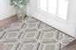 3' X 5' Gray Dark Gray/Teal and Ivory Geometric Shag Area Rug