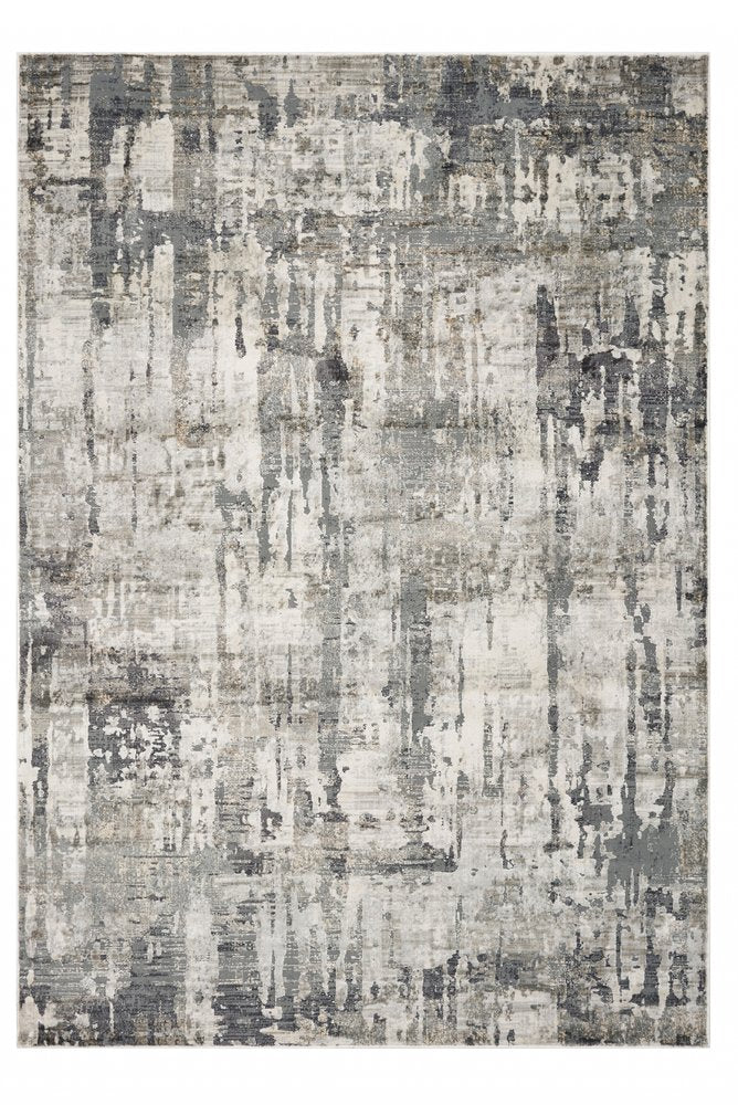 3' X 5' Ivory And Gray Abstract Distressed Area Rug