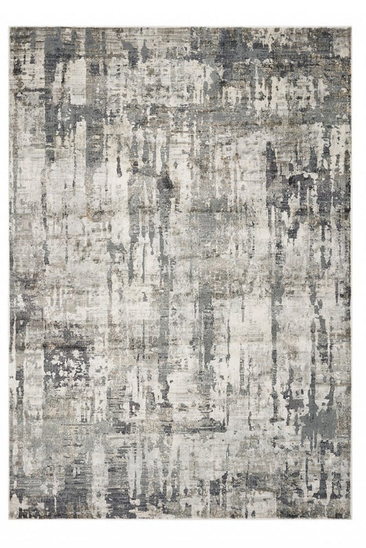 3' X 5' Ivory And Gray Abstract Distressed Area Rug