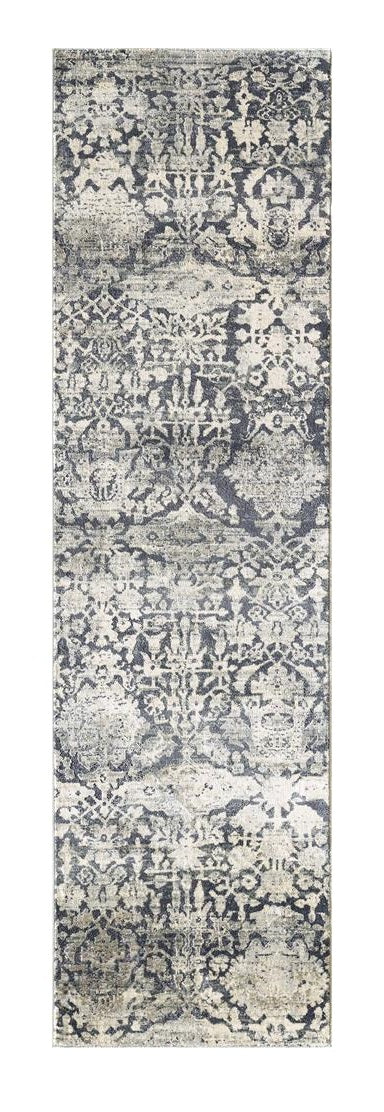 3' X 5' Gray And Ivory Floral Medallion Area Rug