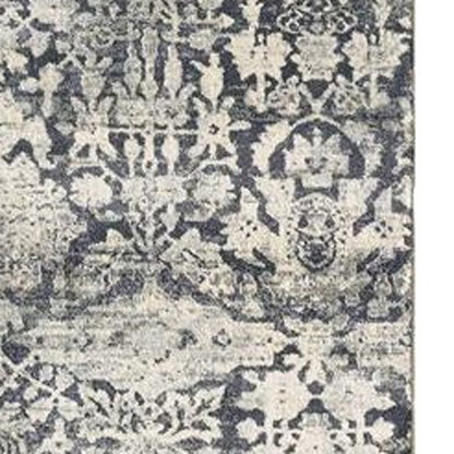 3' X 5' Gray And Ivory Floral Medallion Area Rug