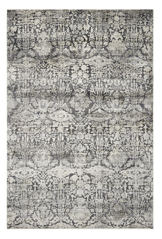 3' X 5' Gray And Ivory Floral Medallion Area Rug