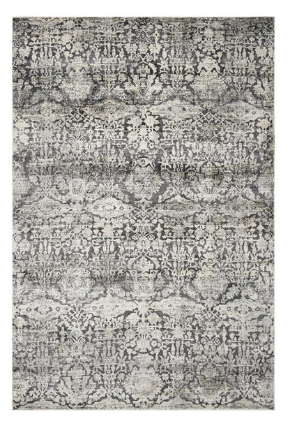 3' X 5' Gray And Ivory Floral Medallion Area Rug