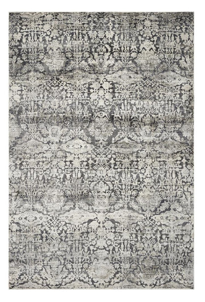 3' X 5' Gray And Ivory Floral Medallion Area Rug