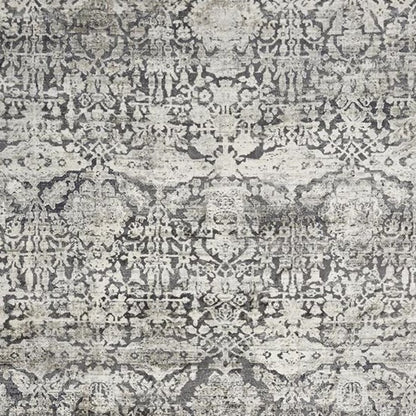 3' X 5' Gray And Ivory Floral Medallion Area Rug