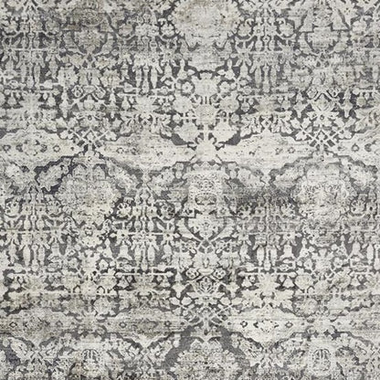 3' X 5' Gray And Ivory Floral Medallion Area Rug