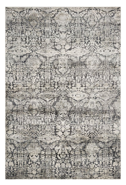 3' X 5' Gray And Ivory Floral Medallion Area Rug