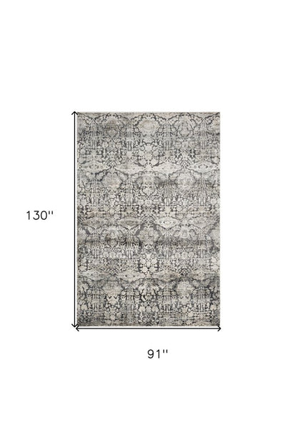 3' X 5' Gray And Ivory Floral Medallion Area Rug