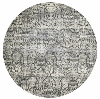 3' X 5' Gray And Ivory Floral Medallion Area Rug