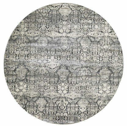 3' X 5' Gray And Ivory Floral Medallion Area Rug