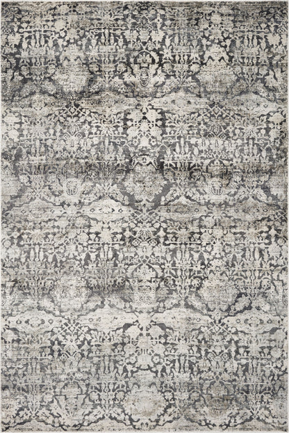 3' X 5' Gray And Ivory Floral Medallion Area Rug