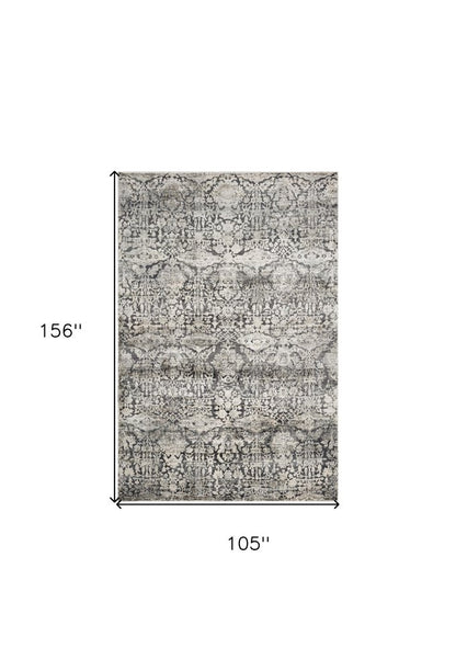 3' X 5' Gray And Ivory Floral Medallion Area Rug
