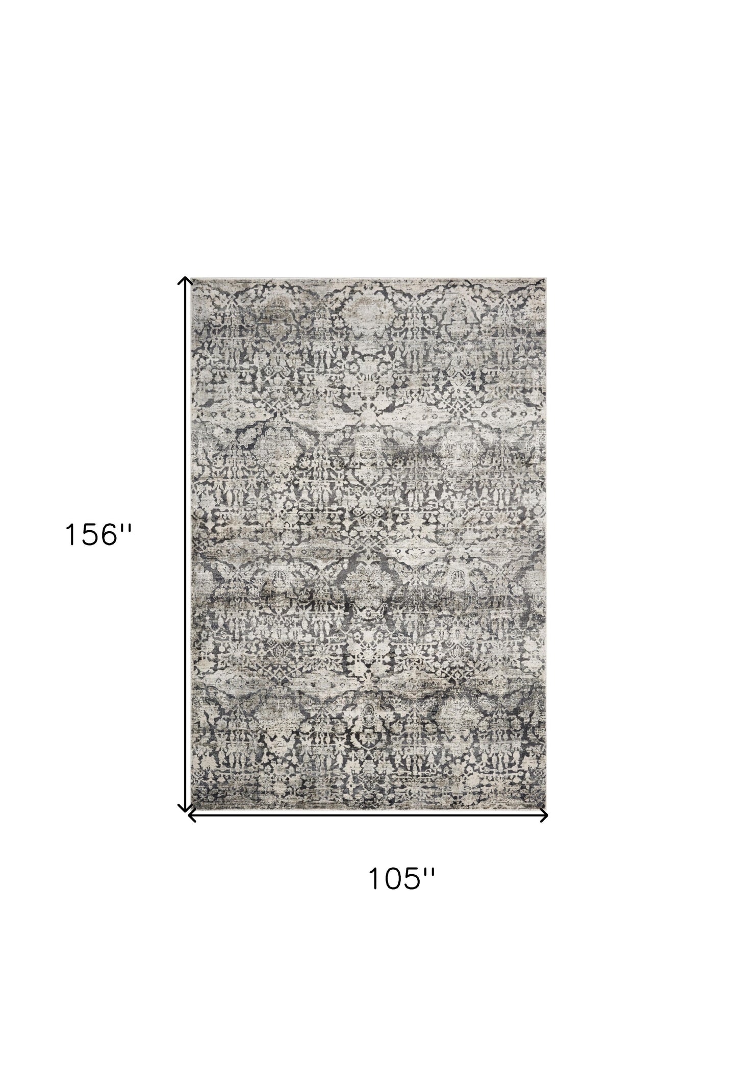 3' X 5' Gray And Ivory Floral Medallion Area Rug