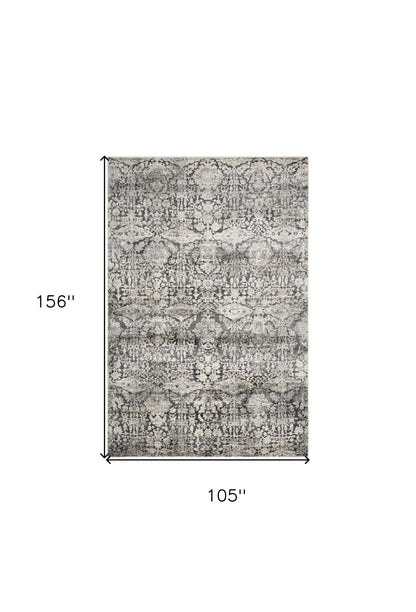 3' X 5' Gray And Ivory Floral Medallion Area Rug
