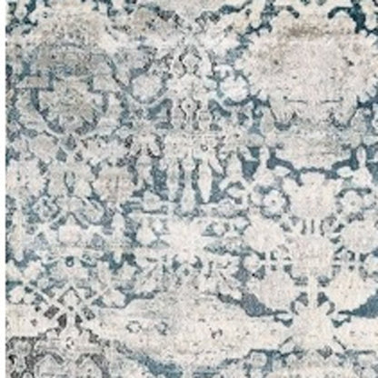 3' X 5' Teal And Ivory Floral Area Rug