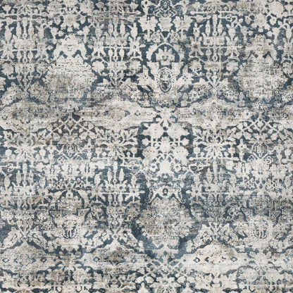 3' X 5' Teal And Ivory Floral Area Rug