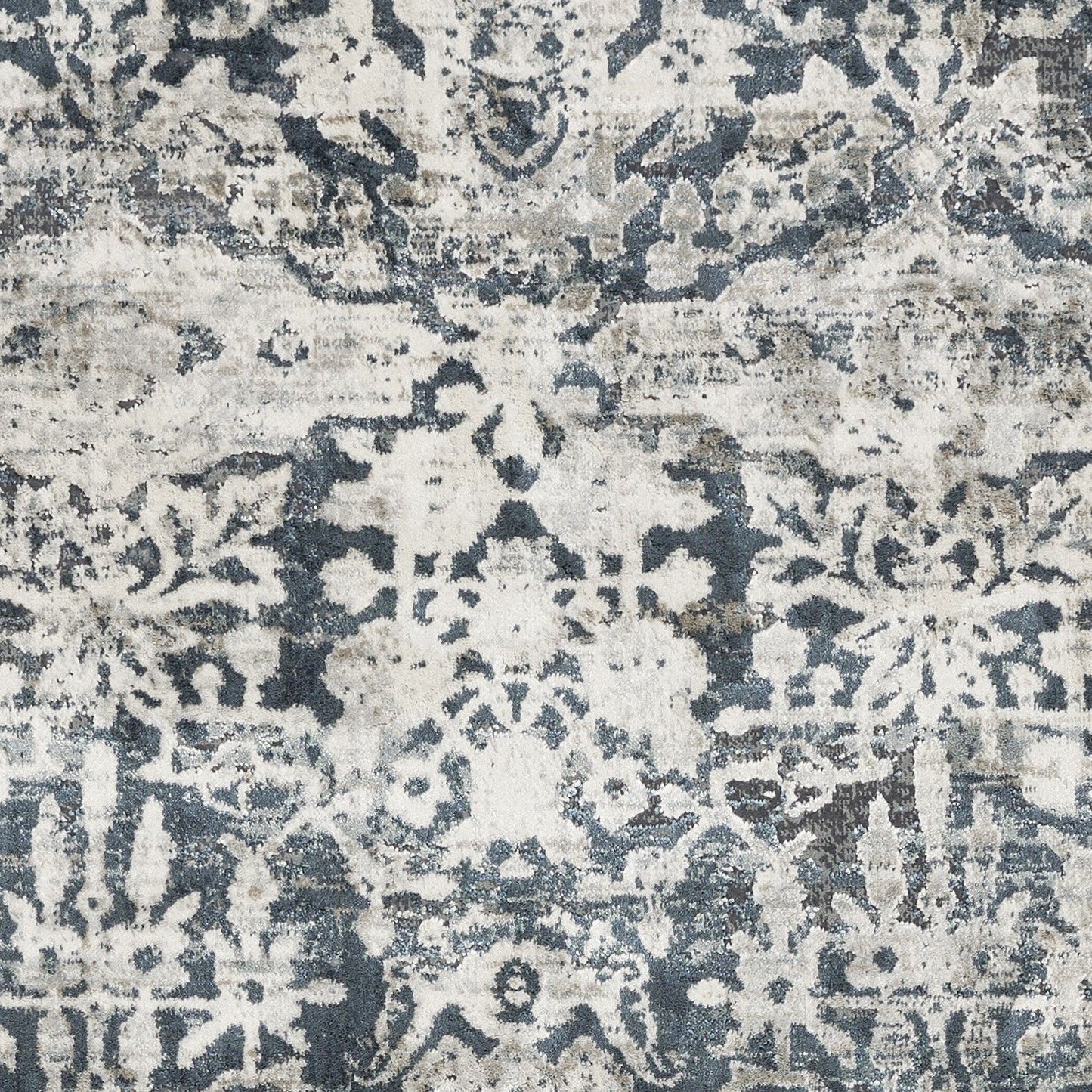 3' X 5' Teal And Ivory Floral Area Rug