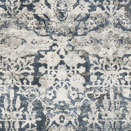 3' X 5' Teal And Ivory Floral Area Rug