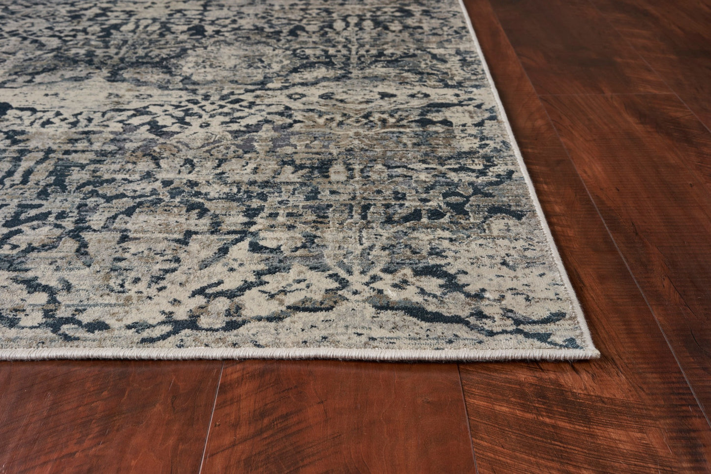 3' X 5' Teal And Ivory Floral Area Rug