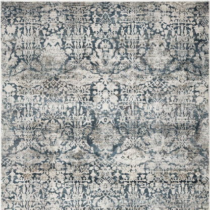 3' X 5' Teal And Ivory Floral Area Rug