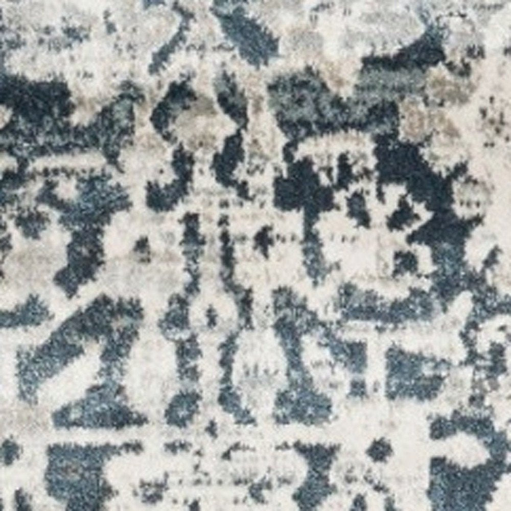 3' X 5' Teal And Ivory Floral Area Rug