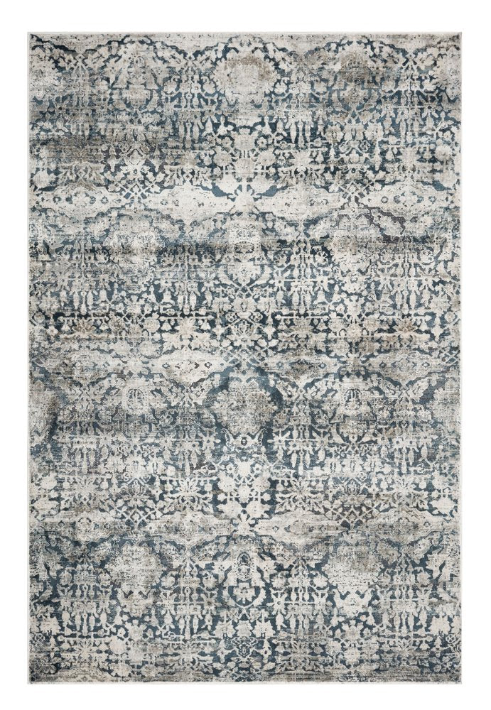 3' X 5' Teal And Ivory Floral Area Rug