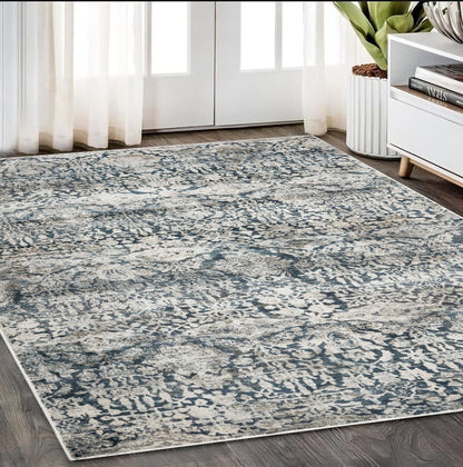 3' X 5' Teal And Ivory Floral Area Rug